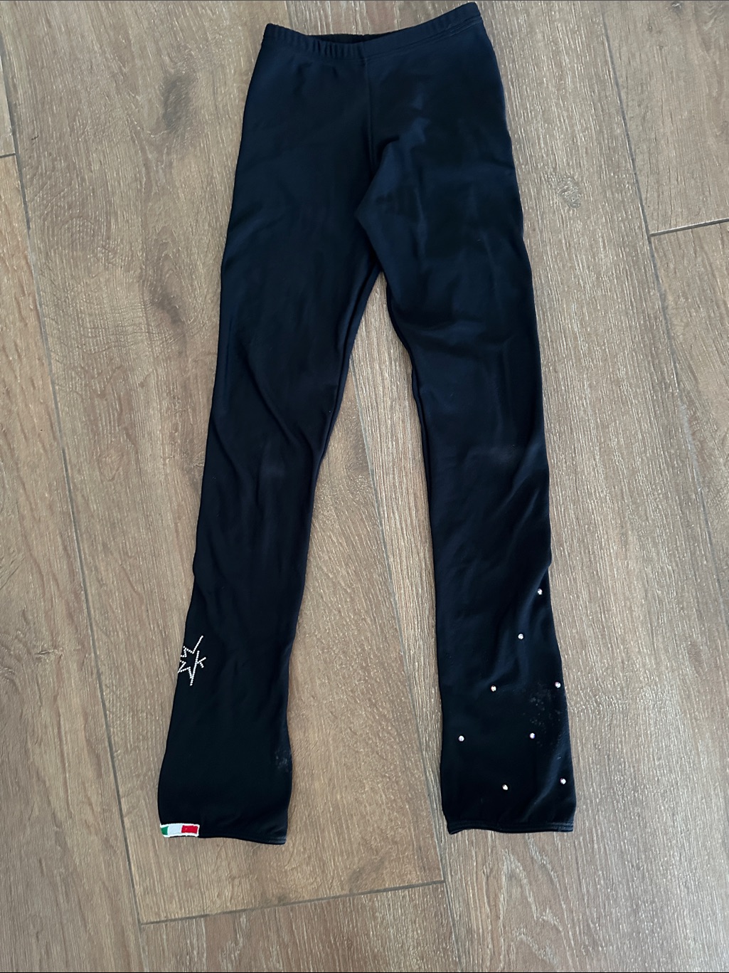Karisma Black Leggings With Star & Rhinestone Detail.
